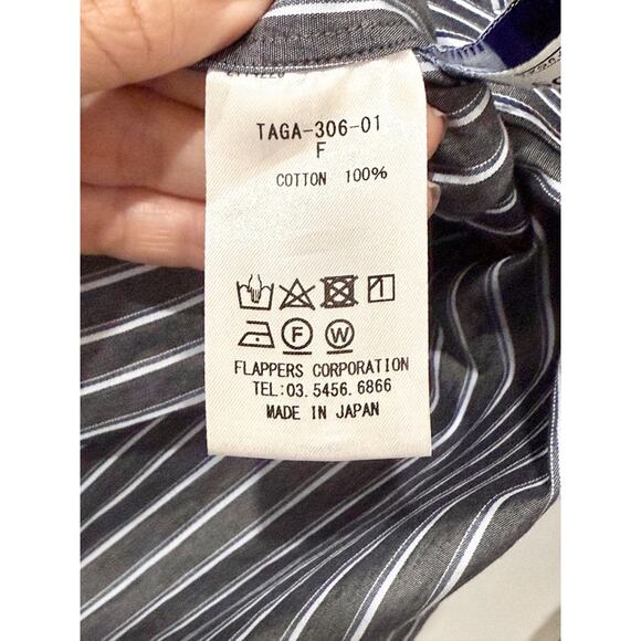 TICCA Somelos Tecidos Striped High-Low Button Down Shirt Gray Women's F/One Size - Picture 4 of 5